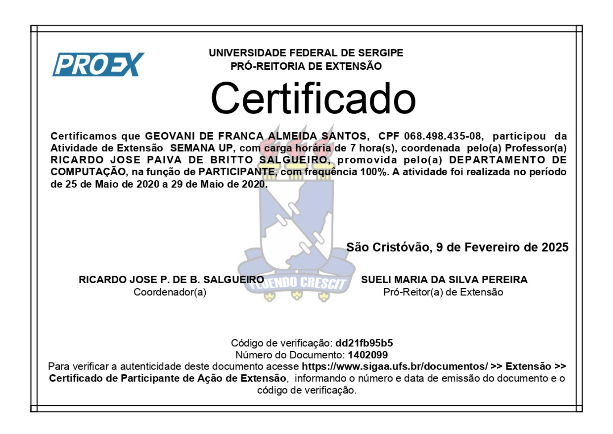Atividade de Extensão Semana UP